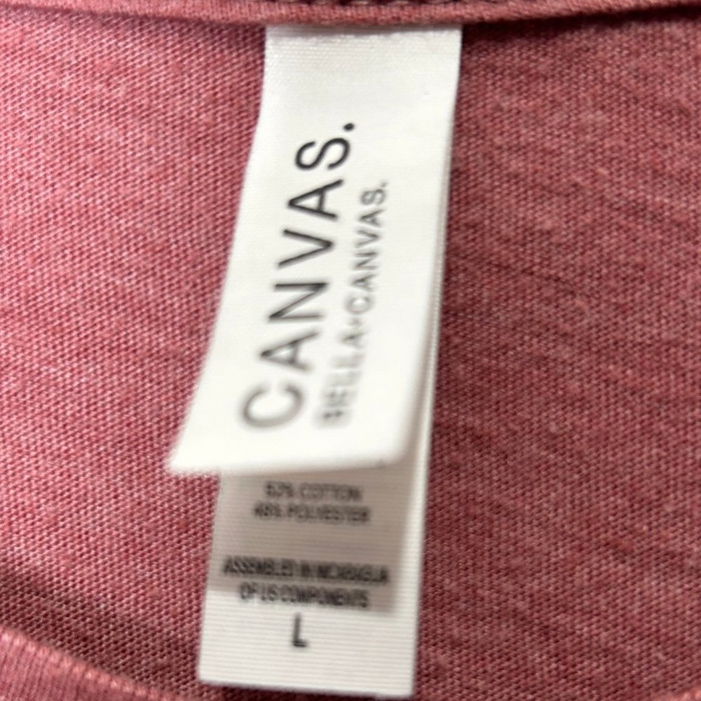 Canvas Woman’s Top Lg Dark Pink F A R M Graphic T-Shirt Short Sleeves Crew Neck - Picture 7 of 9